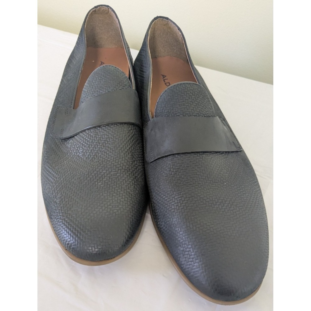 Aldo Men's Basket Weave Faux-Leather Slip On Loafer Navy Made Portugal Size 13
